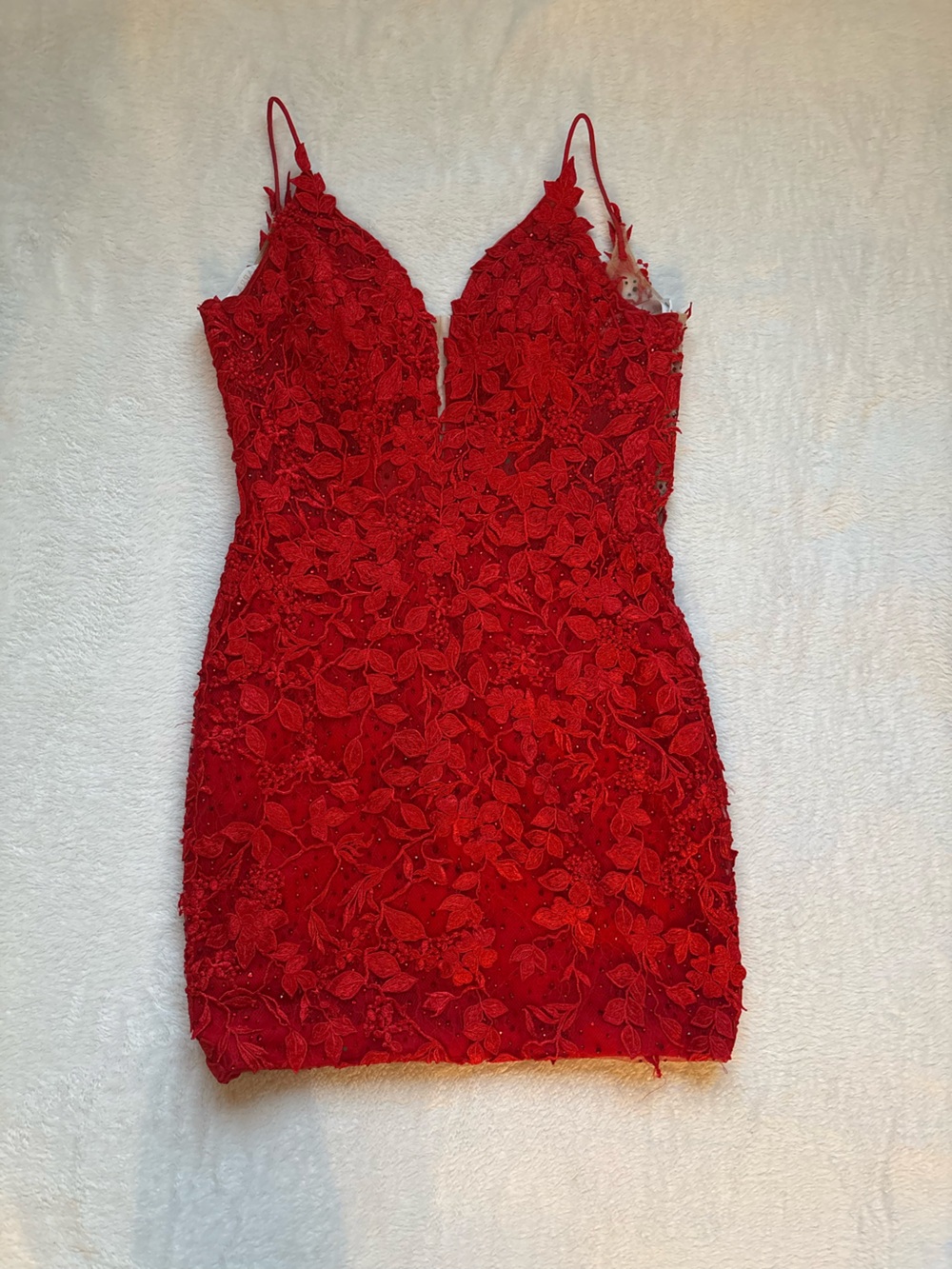 Girls Red Floral Appliqué Lace Party Skirt